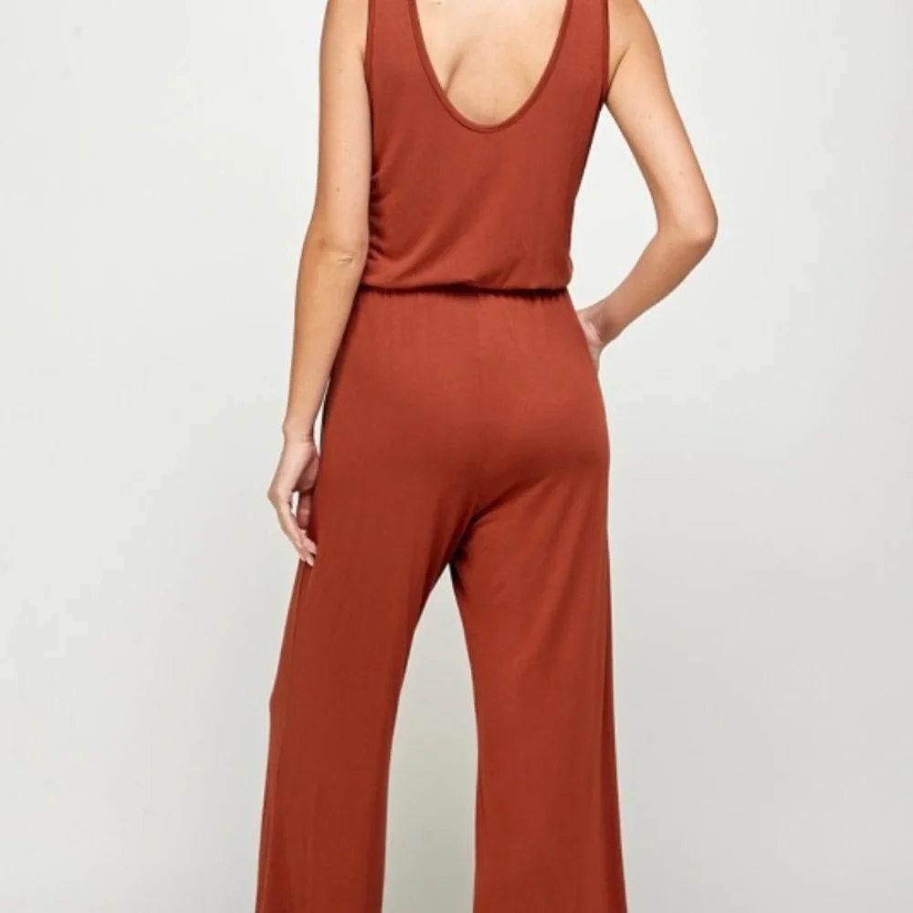 2 Hearts Hazelnut Sleeveless Wide Leg Jumpsuit - Picture 5 of 5